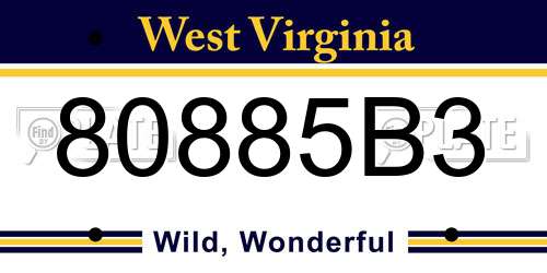 80885B3 West Virginia License Plate