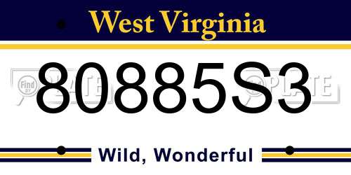80885S3 West Virginia License Plate