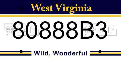 80888B3 West Virginia License Plate