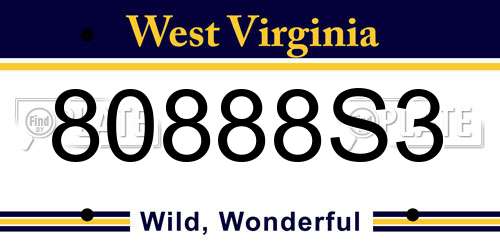 80888S3 West Virginia License Plate