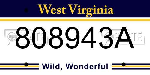 808943A West Virginia License Plate