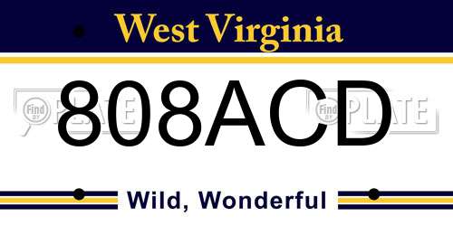 808ACD West Virginia License Plate