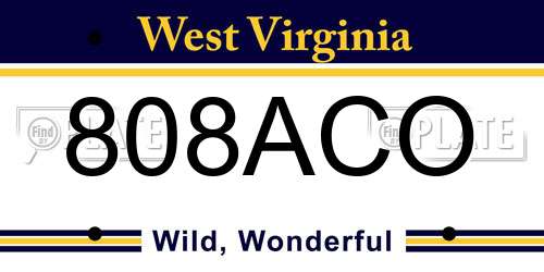 808ACO West Virginia License Plate