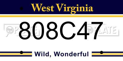 808C47 West Virginia License Plate