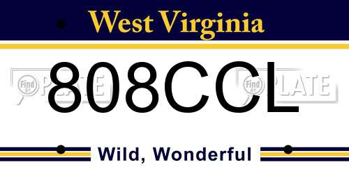 808CCL West Virginia License Plate