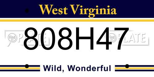 808H47 West Virginia License Plate