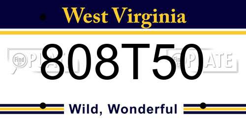 808T50 West Virginia License Plate