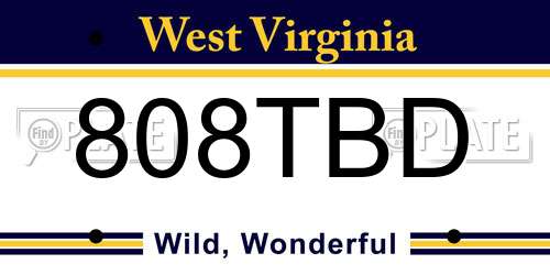 808TBD West Virginia License Plate