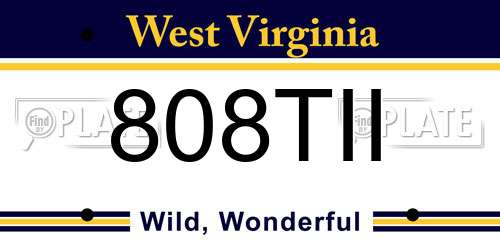 808TII West Virginia License Plate