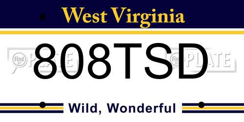 808TSD West Virginia License Plate