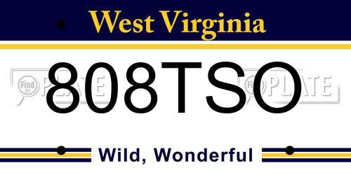 808TSO West Virginia License Plate