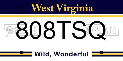 808TSQ West Virginia License Plate