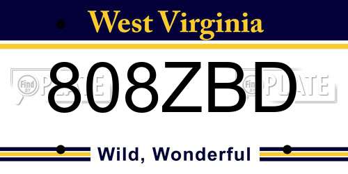 808ZBD West Virginia License Plate