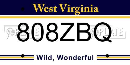 808ZBQ West Virginia License Plate