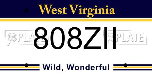 808ZII West Virginia License Plate