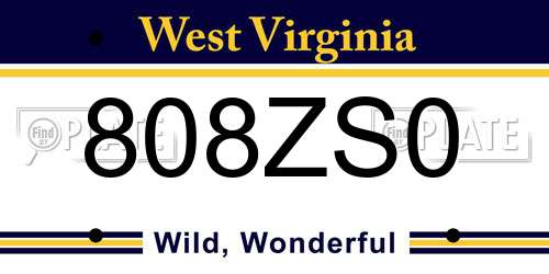 808ZS0 West Virginia License Plate