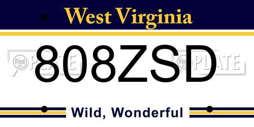 808ZSD West Virginia License Plate