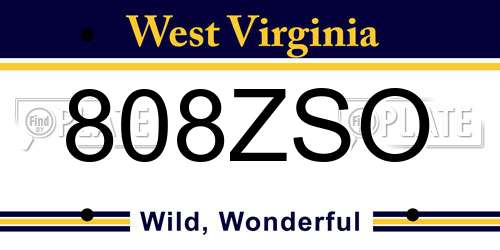 808ZSO West Virginia License Plate