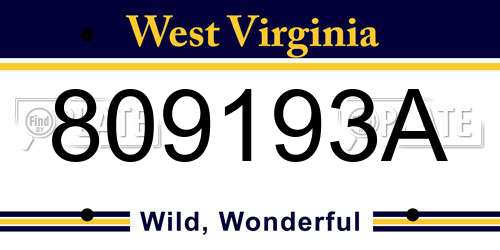 809193A West Virginia License Plate