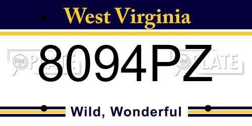 8094PZ West Virginia License Plate