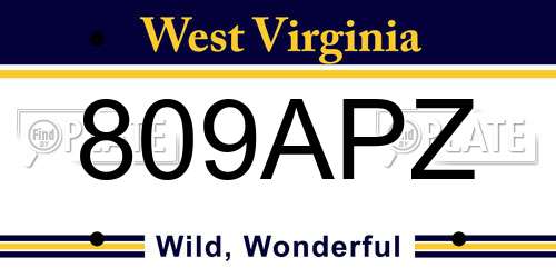 809APZ West Virginia License Plate