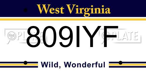 809IYF West Virginia License Plate