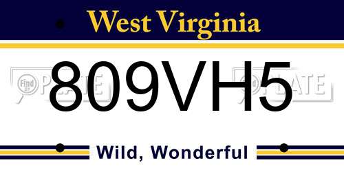 809VH5 West Virginia License Plate