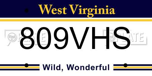 809VHS West Virginia License Plate
