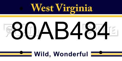 80AB484 West Virginia License Plate