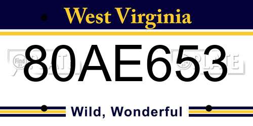 80AE653 West Virginia License Plate
