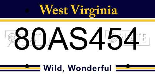 80AS454 West Virginia License Plate