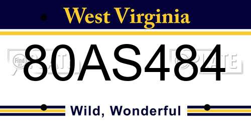 80AS484 West Virginia License Plate