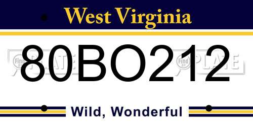 80BO212 West Virginia License Plate