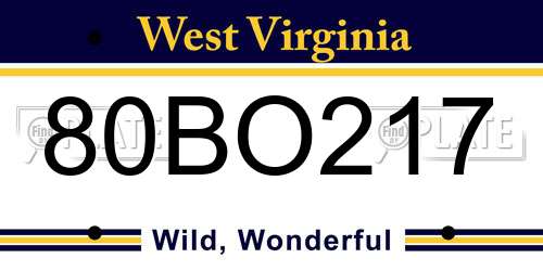 80BO217 West Virginia License Plate