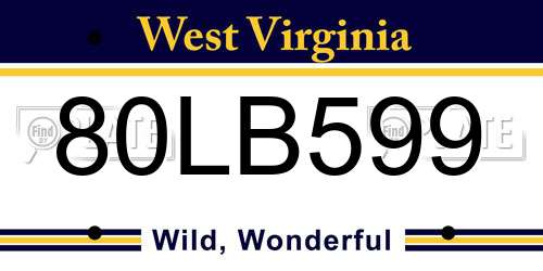 80LB599 West Virginia License Plate