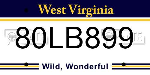 80LB899 West Virginia License Plate