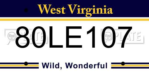 80LE107 West Virginia License Plate
