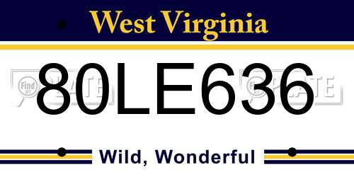 80LE636 West Virginia License Plate
