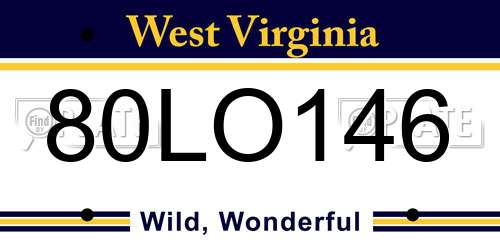 80LO146 West Virginia License Plate