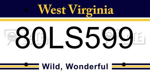 80LS599 West Virginia License Plate