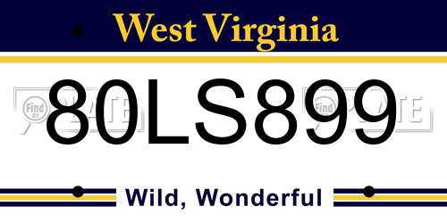 80LS899 West Virginia License Plate