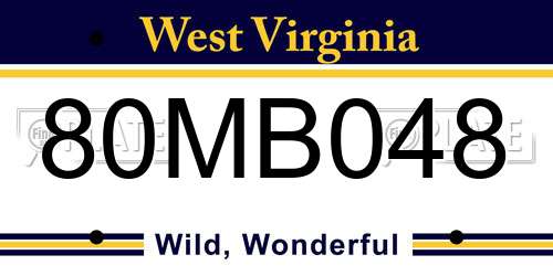 80MB048 West Virginia License Plate
