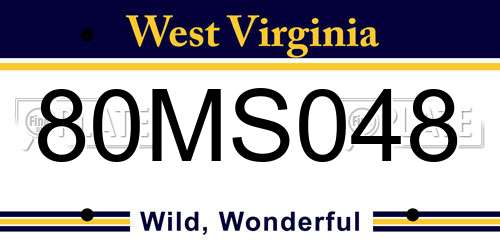 80MS048 West Virginia License Plate