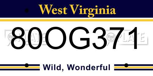 80OG371 West Virginia License Plate
