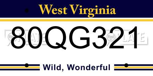 80QG321 West Virginia License Plate