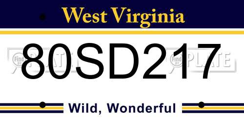 80SD217 West Virginia License Plate