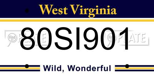 80SI901 West Virginia License Plate