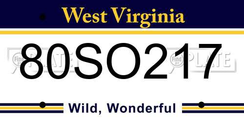 80SO217 West Virginia License Plate