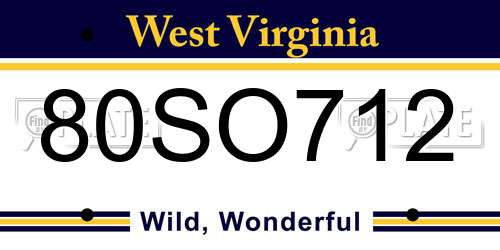 80SO712 West Virginia License Plate