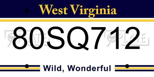 80SQ712 West Virginia License Plate